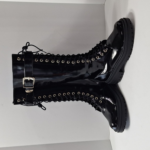 Gianni Bini Black Sky Scraper Whimsigoth Lug Sole Punk Platform Boots Size 7.5 - Picture 11 of 13